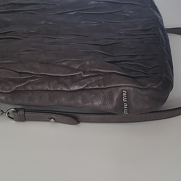 MIU MIU grey brown leather shoulder bag with handles and should strap - Picture 3 of 9